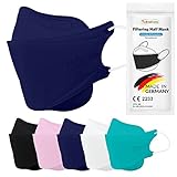 TubeRoo FFP2 Maske blau dunkelblau Fischform, 5 Stück Masken aus Deutschland,...