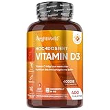 Vitamin D3 4000 IE - 400 Tabletten (1 Tablette alle 4 Tage) - Sonnenvitamin -...