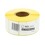 MDlabels Weiße Thermo etiketten auf Rolle 40x30mm 1500 Stück permanent...