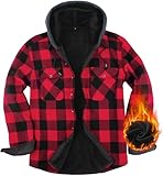 Fleecejacke Herren Hemdjacke Kariertes Winterjacke mit Kapuze Flanellhemd...