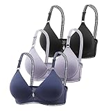 3er Pack BH Damen ohne Bügel Push Up Baumwolle BH Set Frauen Sexy Starker Halt...