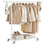 SONGMICS Kleiderständer auf Rollen, Schwerlast-Garderobenständer, ausziehbare...