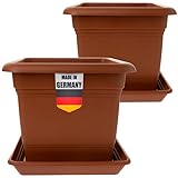 Pflanzkübel Groß Außen Terracotta Kunststoff 2er Set- Blumentopf 40x40 für...