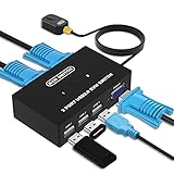 DGODRT 2 Port KVM Switch USB VGA mit KVM Kabeln, KVM Umschalter für VGA Monitor...