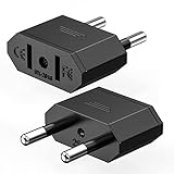 US to EU Adapter, Reisestecker auf EU, 2 Pin Ancable Deutschland Europ Amerika...