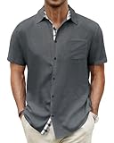 HMIYA Herren Kurzarm Hemd Baumwolle Button Down Freizeithemden Sommer Strand...