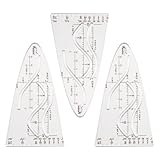 3 Stück Parabelschablone Mathe, Kurvenschablone, Glasklar Parabel Lineal,...