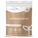 Ashwagandha Hochdosiert - 365 vegane Tabletten (1 Jahr Vorrat) - 600mg pro...