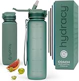 Hydracy Trinkflasche mit Strohhalm und Zeitmarkierung - 1L Wasserflasche -...