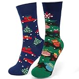 BETESSIN Weihnachtssocken Unisex 36-43 - Lustige Socken mit Weihnachtsbaum Motiv...