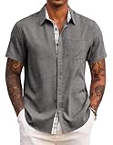 COOFANDY Herren Hemd Kurzarm Kurzarmhemd Sommerhemd Leicht Freizeithemd Strand...