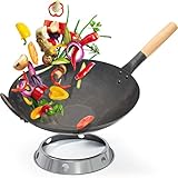 Flavemotion Wok + Wokring für Gasherd, Grill (36 cm, flacher Boden, vorgekocht)...