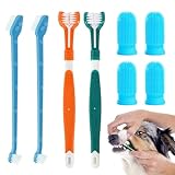 Hunde Zahnbürsten-Set, 2 Stück Dreifach Köpfe Hundezahnbürsten, 4 Finger...