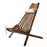 BOGATECO Klappbarer Gartenstuhl aus Holz mit dem Kopfkissen | 100 x 55 x 30 cm |...