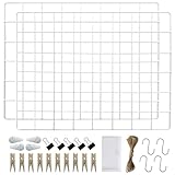 LOYONAL Gitter Pinnwand Metallgitter Deko Wand - Memoboard Gitter Deko Gitterwand - Foto Gitter Fotowand Metal - 2er Pack Wandgitter - Zimmer DIY