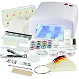 UV Gel Nagelstudio Starter Set Weiß-Nagelset mit Nailart, UV Lampe und UV Gel...