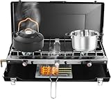 3-Flammig Gaskocher Campingkocher, Camping Kocher Kochfeld Gasherd Tragbar...