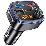 Gizmovine Bluetooth Adapter Auto, FM Transmitter mit HiFi Bass Sound & KFZ...