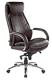 Kijng Chefsessel Throne - Braun Echtleder - Ergonomischer Bürostuhl...