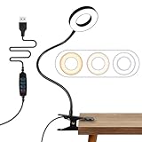 Leselampe mit Klemme, Schreibtischlampe USB, 48 LEDs, 3 Farben 10 Helligkeit,...