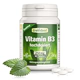 Vitamin B3 (flushfree), hochdosiert, 250mg - 180 Tabletten, vegan. Niacinamid -...