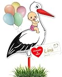 GLÜCKSGUT® Klapperstorch Baby Rosa, 100 cm | 5-teiliges Set | Geburtsstorch...