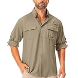 Asfixiado Hemd Herren Safari UPF50+ UV Schutz Wanderhemd Herren Langarm...