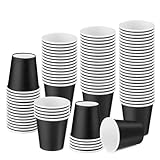 MASPHY 100 Stück Schwarz Einweg-Pappbecher 88 ml, 3 oz kaffeebecher Einweg,...