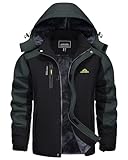 KEFITEVD Skijacke Herren Winter Regenjacke Wasserdicht Winterjacke mit Fell...