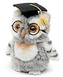 Uni-Toys - Eule (grau-weiß) mit Doktorhut und Brille - 18 cm (Höhe) -...