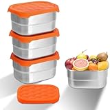 Lebensmittelbehälter Set, 230 ml Edelstahl-Snack Box mit Deckel aus Silikon, 3...