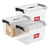 Cetomo 20L*3 Aufbewahrungsboxen, Tragbare Plastikboxen mit Deckeln,...