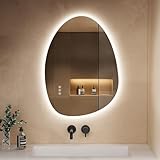 S'AFIELINA Spiegel mit Beleuchtung Asymmetrischer LED Badspiegel 60 x 45 cm mit...