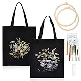 Vegena Canvas Tote Bag Stickset, 2 Sätze Stickset Tasche, Schwarze Stickset...