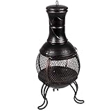 Home Discount® Terrassenheizung, Gartenkamin, Grill, aus Stahl, Schwarz und...