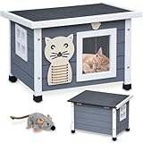 zooprinz Premium Holz Katzenhaus – Katzenkiste mit Dach zum Öffnen, Fenster...