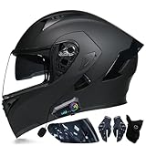 Bluetooth Motorradhelm mit Doppelvisier, Motorrad Herren Damen Modularhelm...