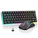 RedThunder K62 60% Kabelloses Gaming Tastatur und Maus Set, QWERTZ DE Layout,...