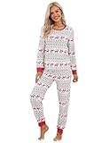 Clearlove Christmas Familien Weihnachten Pyjama Schlafanzug Langarm Zweiteiliger...