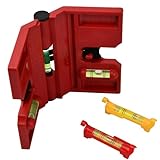 Winkelwasserwaage Rot, Pfosten Wasserwaage mit Magnet, Pfostenwasserwaage 18,8cm...