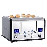 Toaster 4 Scheiben, CUSIMAX Toaster Edelstahl mit LED-Anzeige, 4 extra breite...