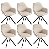 Goeurvant Drehbare Esszimmerstühle 6er Set mit Armlehne, 360° drehbar Beige,...