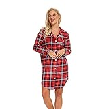 Misscoo Nachthemd Damen Langarm - Schlafhemd Button-Down Frauen Baumwoll...