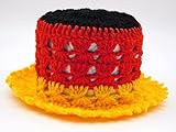 (60) Klopapierhut Klohut Toilet paper hat in Schwarz, Rot und Gelb gehäkelt...