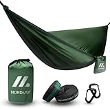 NORDMUT® Hängematte Outdoor [mit Befestigungs-Set] Camping Hängematte aus...