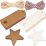 IBOPUXIU Geschenkanhänger aus Kraftpapier, 200 Stück, inkl. 2 Seilen, 20 m...