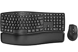 SABLUTE Kabellose Tastatur und Maus Set, 30 dB leise, ergonomische Tastatur mit...