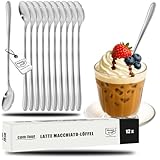 COM-FOUR® 12x Barlöffel aus Edelstahl - Longdrinklöffel - Lange Löffel für Latte Macchiato - Eislöffel - Cocktaillöffel (12 Stück - Latte Macchiato Löffel 20cm)