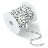 Vylro 5m Gliederkette Meterware, 9x6x1mm Kette Meterware Silber, Ungeschweißte...