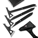 BÖKER PLUS® Mohican - Wurfaxt 3 er Set schwarz - Doppelaxt aus 3Cr13 Stahl -...